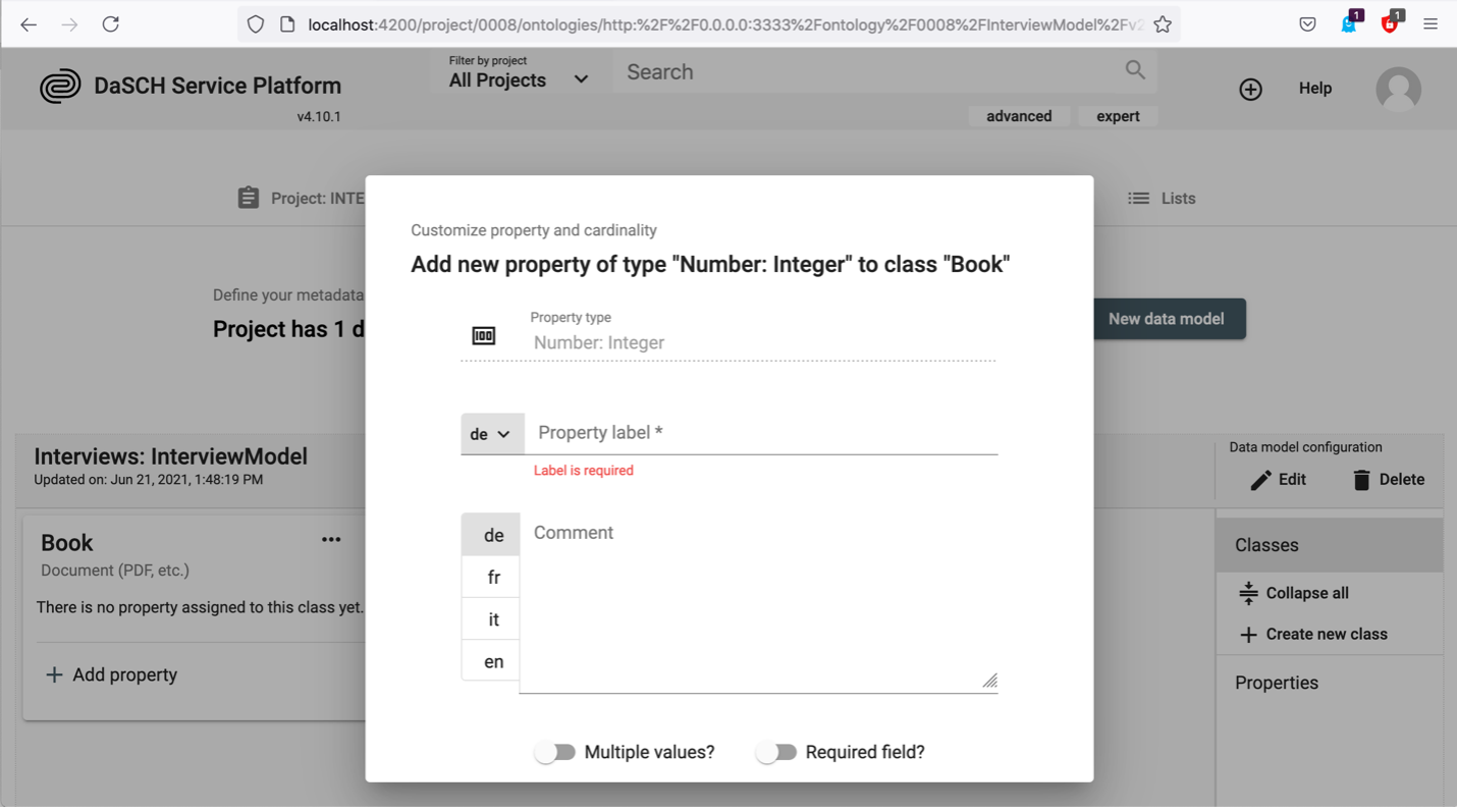 Property of integer type.