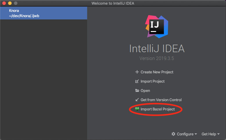 screenshot 'Import Project'