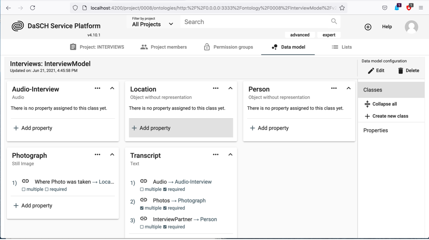 Completed data model.