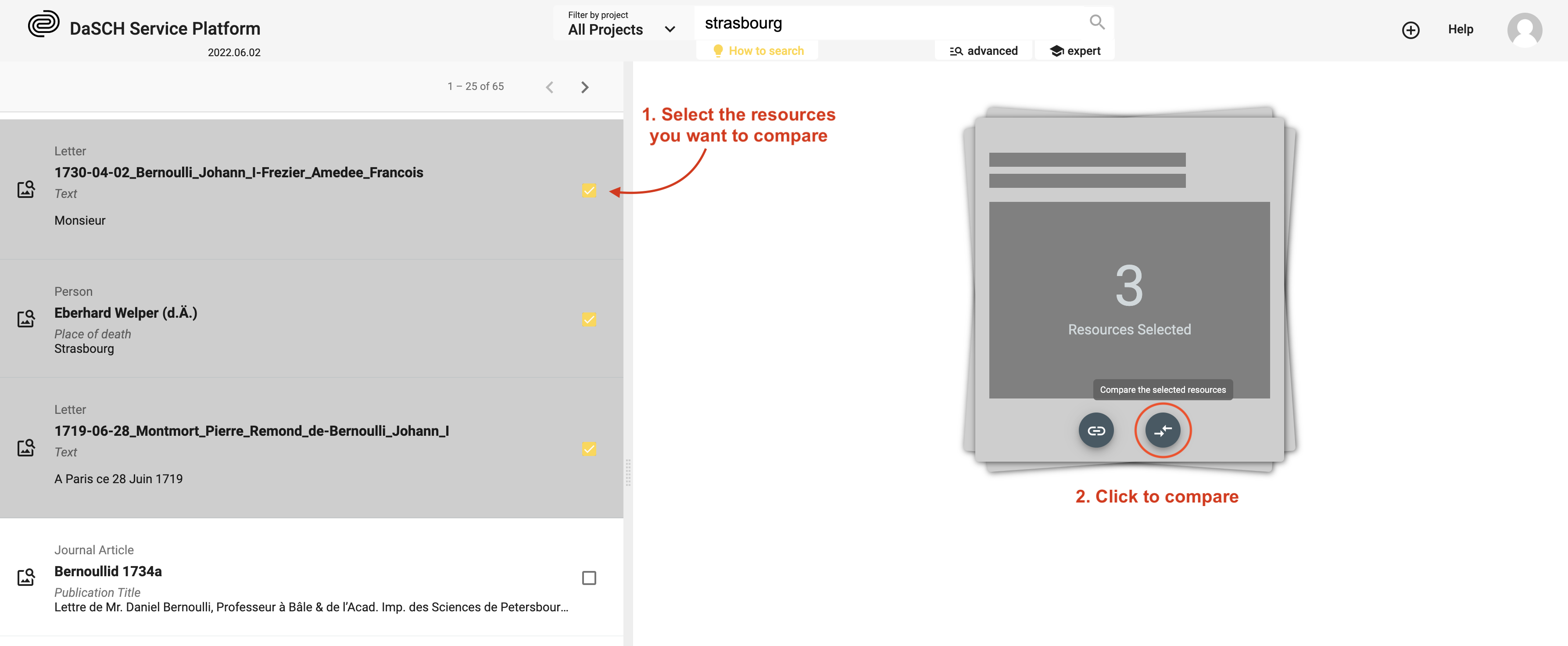 Select 3 resources and compare them.