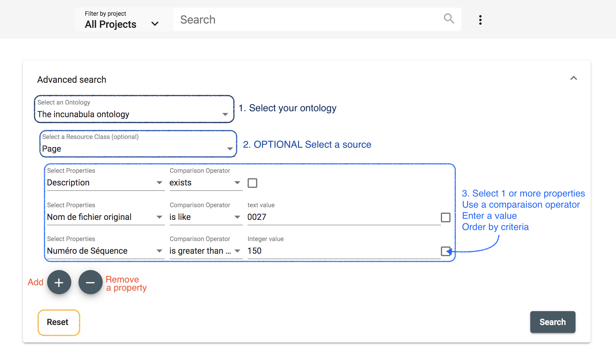 Search 2: Advanced search offers many filter combinations and is a powerful search tool.