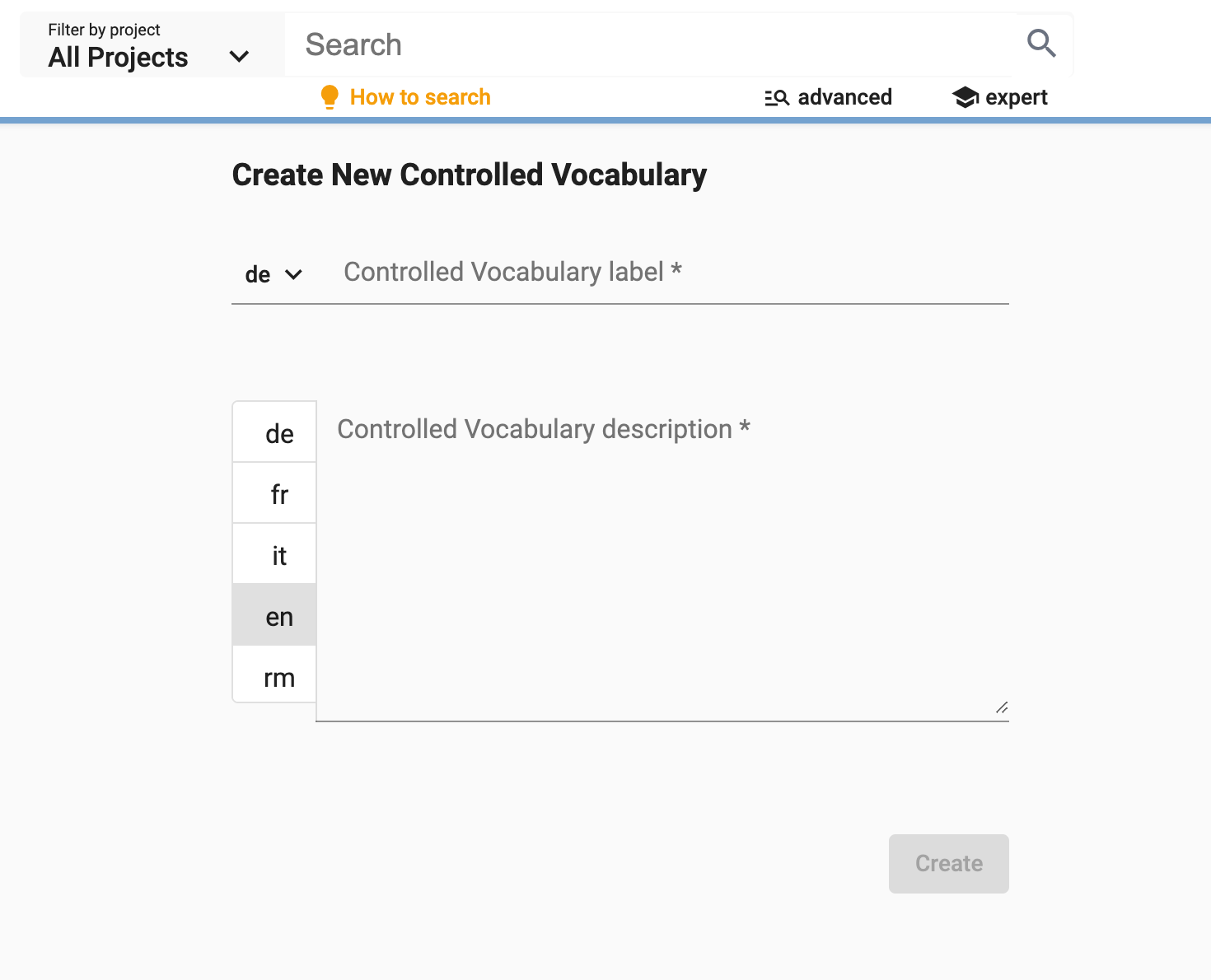 Create new controlled vocabulary.