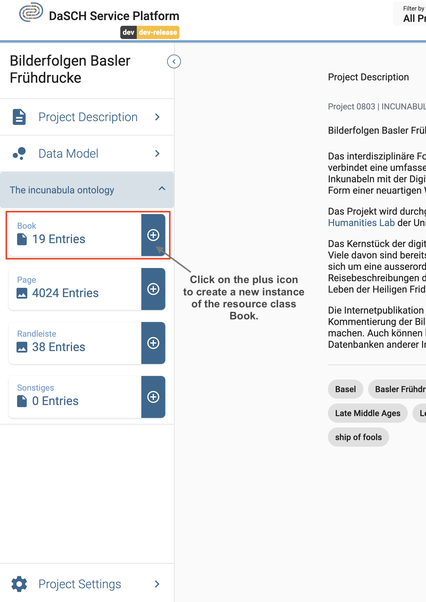 Create a new resource instance e.g. a new book