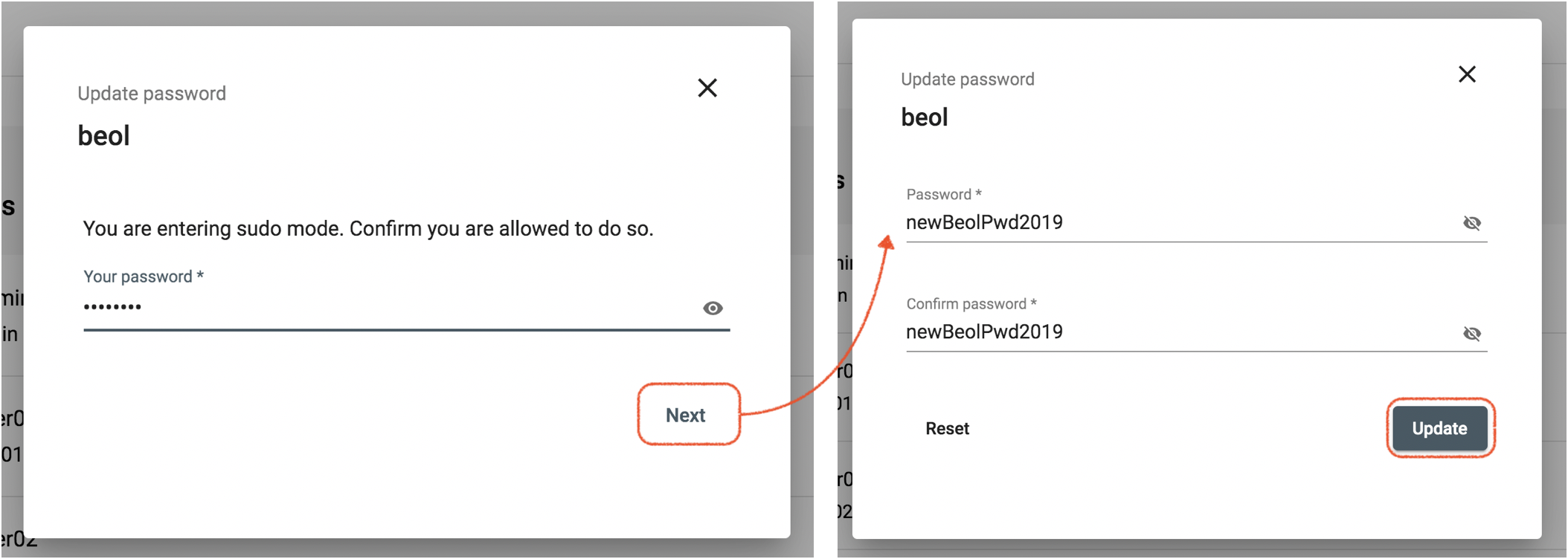 System admin can change user's password