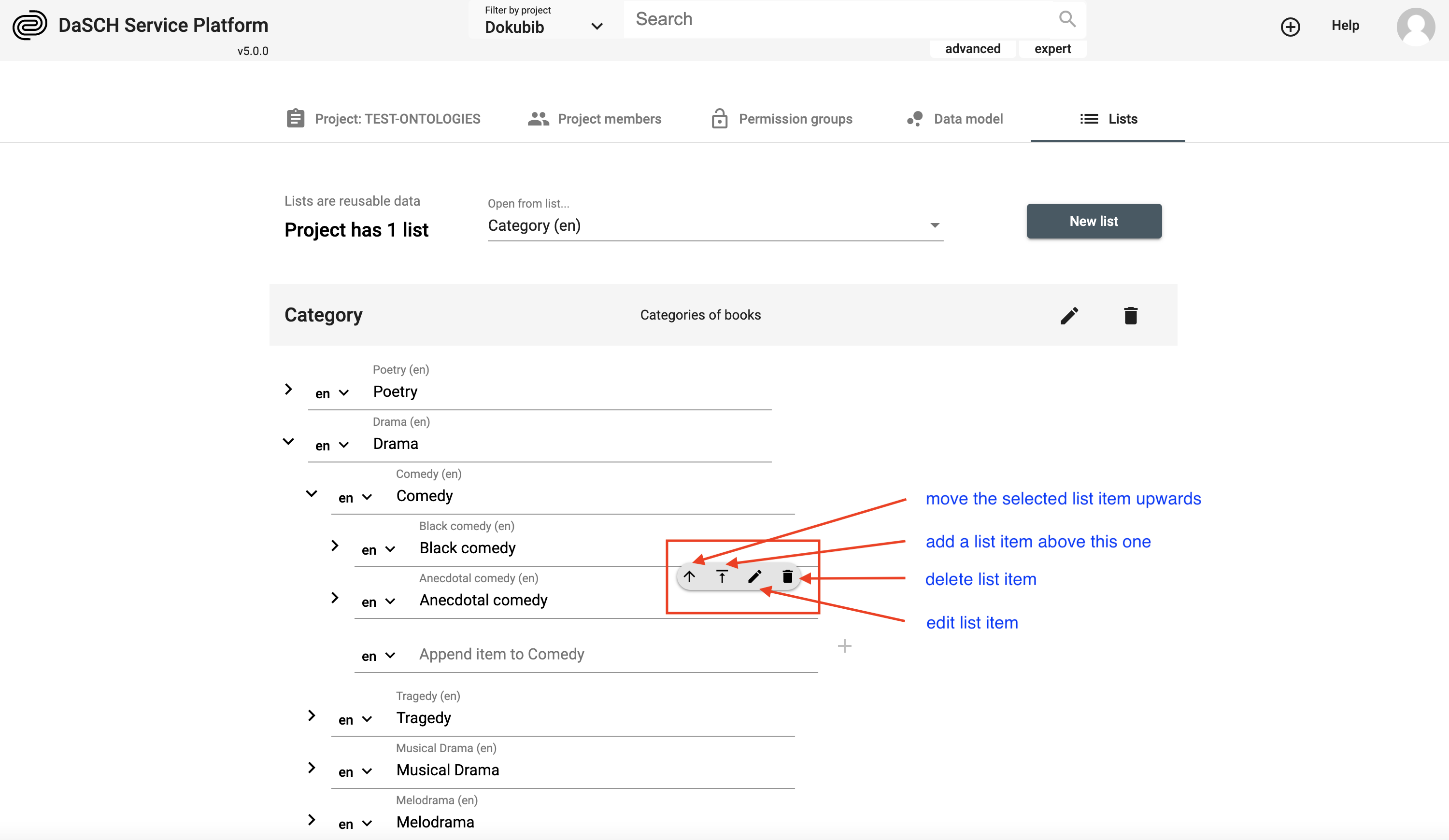 Define further list nodes.