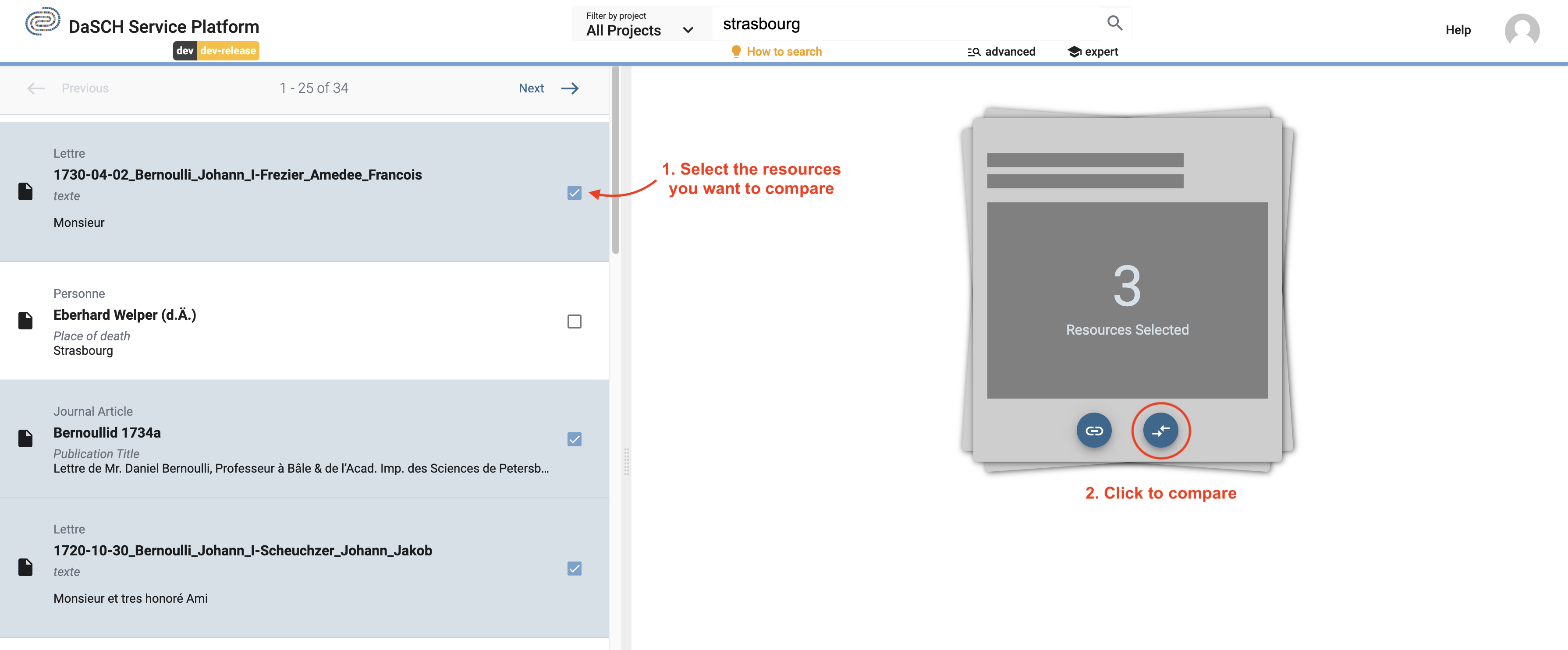 Select 3 resources and compare them.