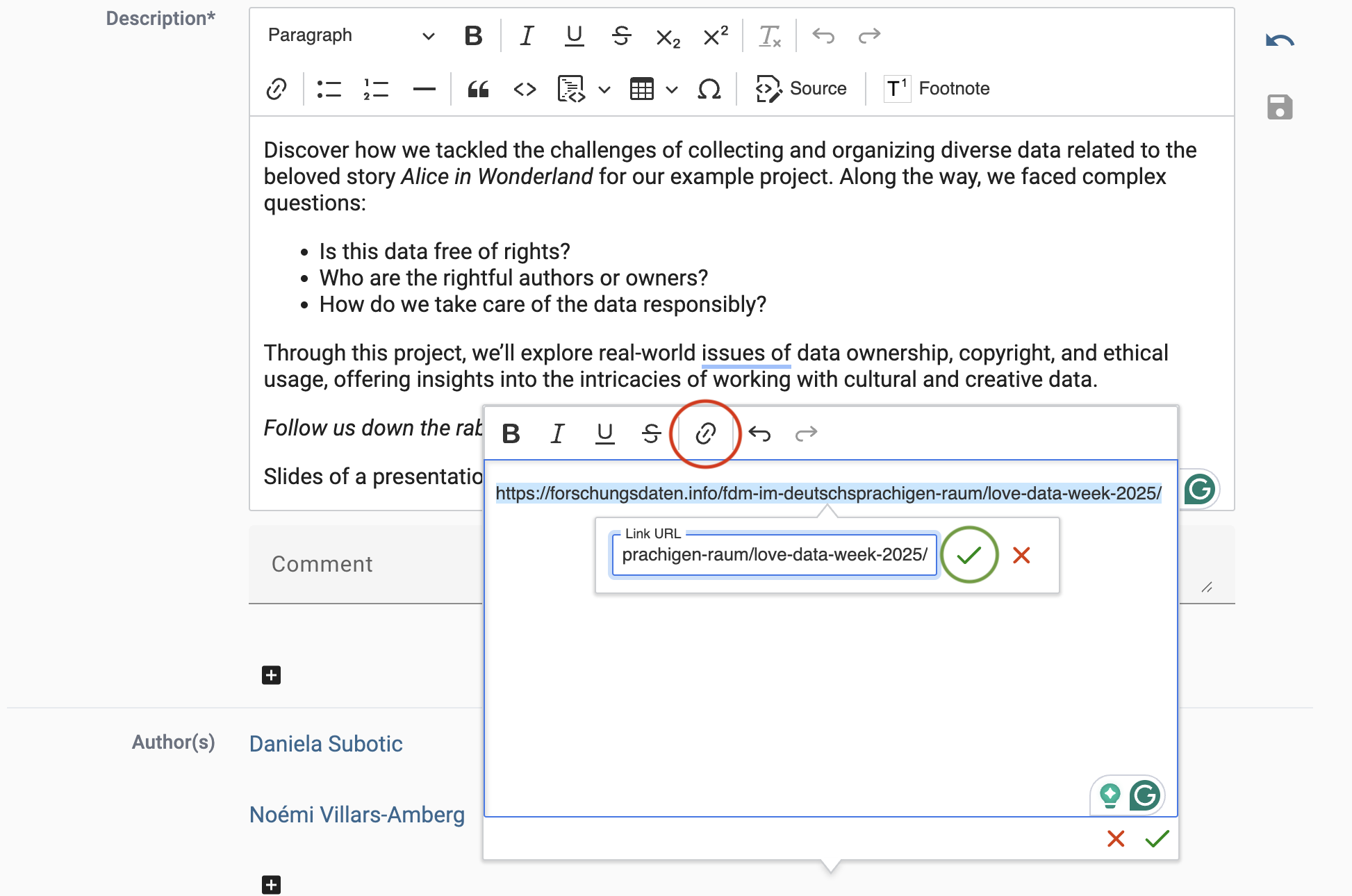 Formate footnote and add links